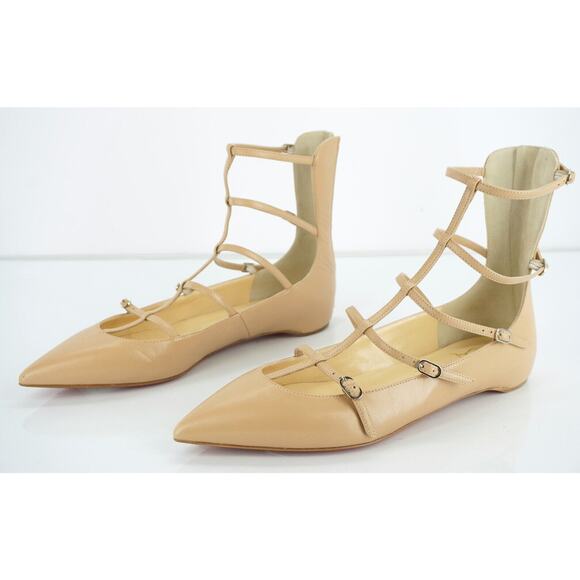 Christian Louboutin Nude Calf Toerless Strappy Flat Sandals Size 38 NIB $845 - Picture 4 of 10